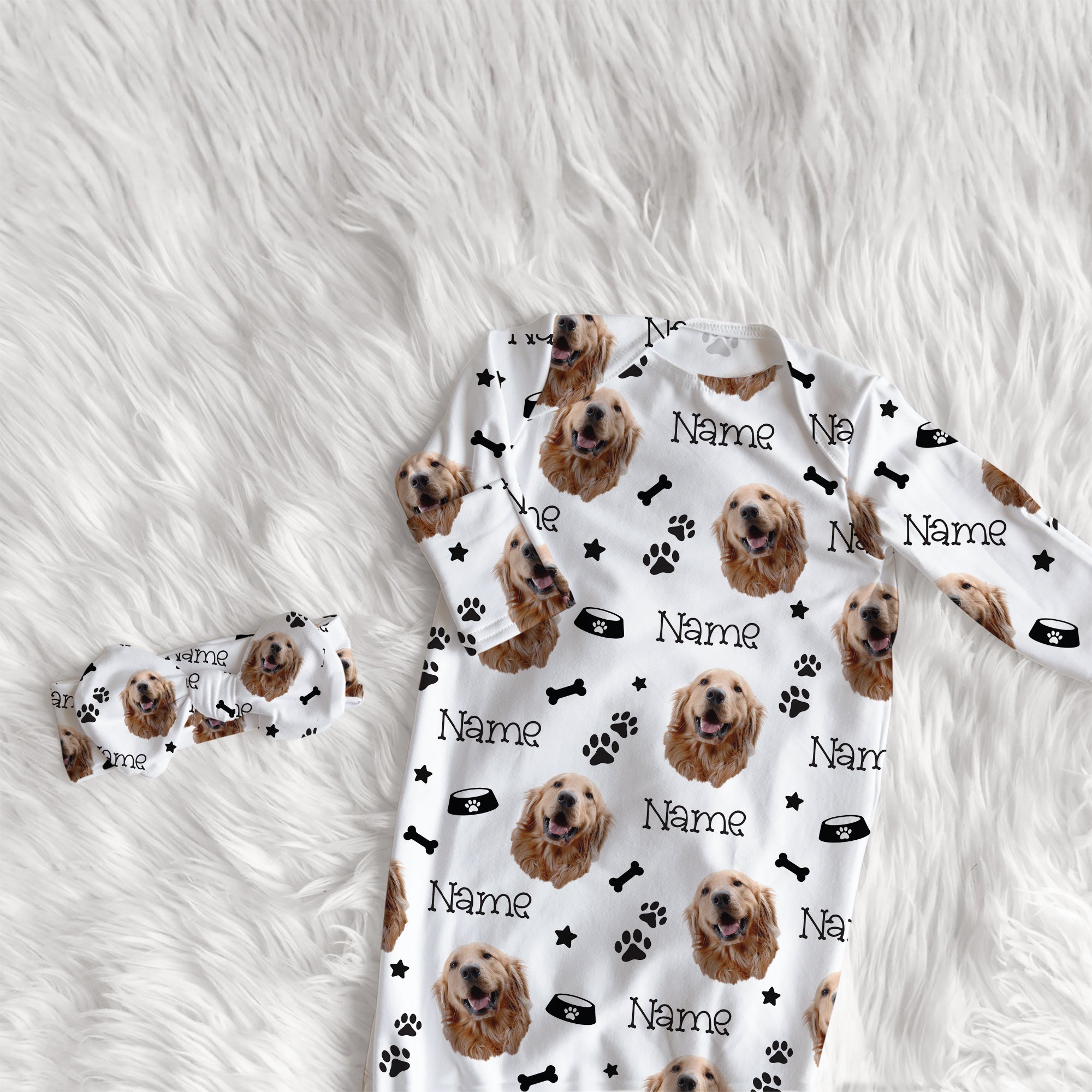 Dog Portrait Personalized Newborn Sleep Gown