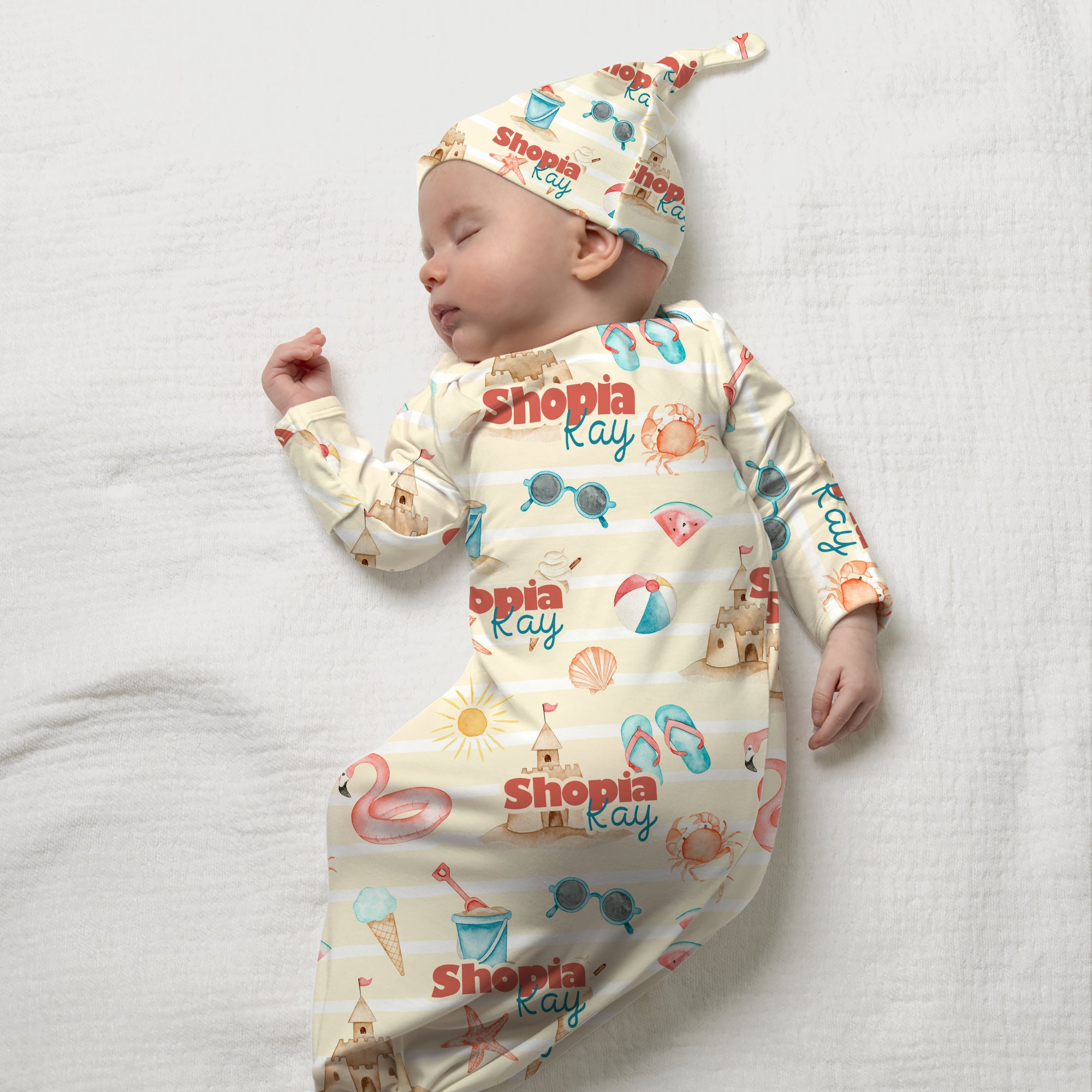 Summer Beach Personalized Newborn Sleep Gown