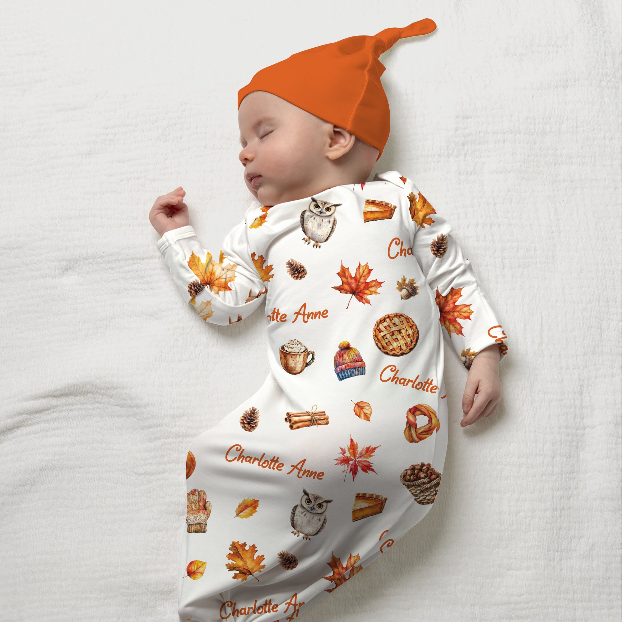 Fall Cottage Personalized Newborn Sleep Gown