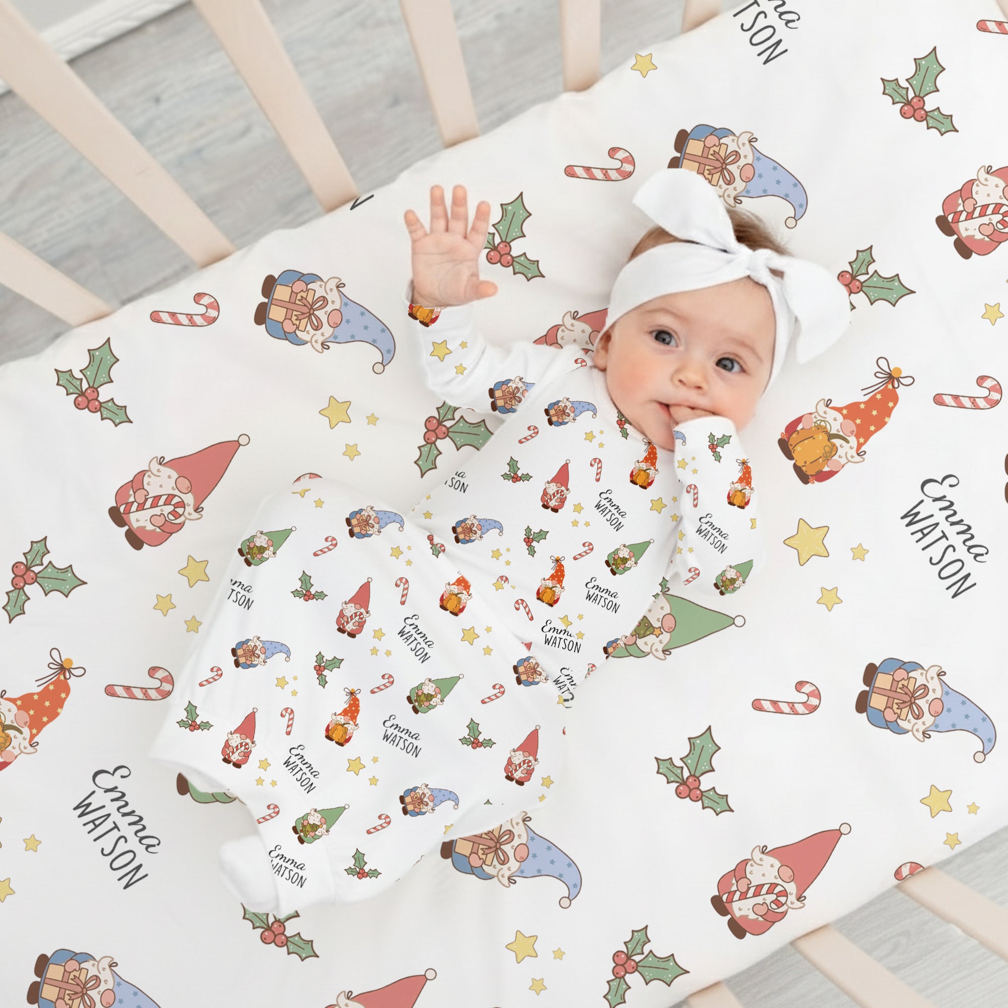 Personalized Sleep Gown in Christmas Gnomes