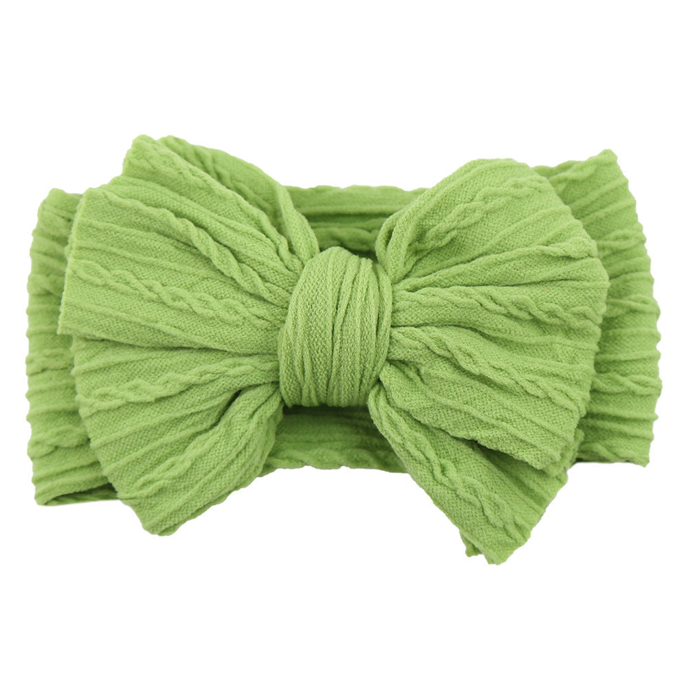 Soft Knit Bow Headband in Grass Green