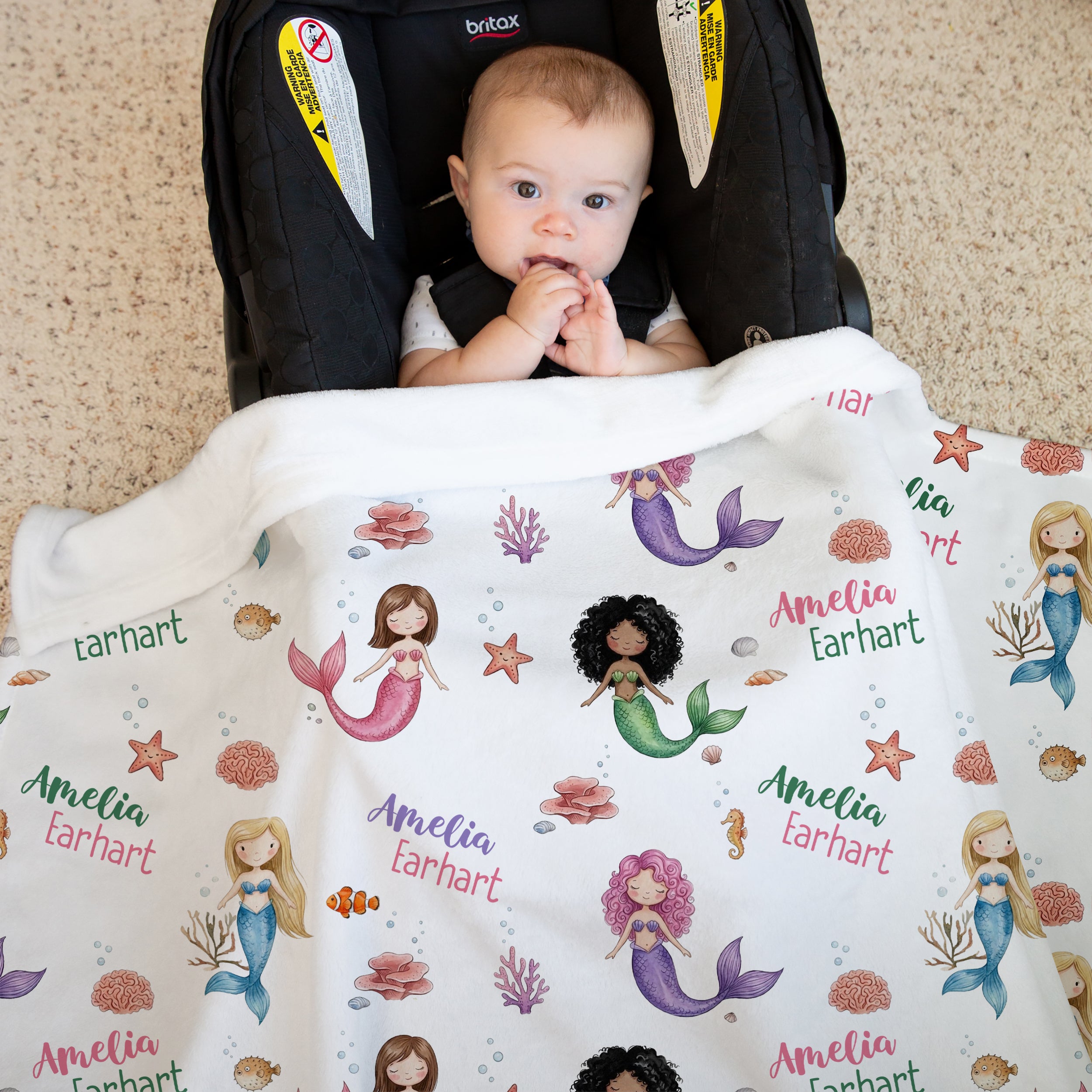 Little Mermaid Personalized Kids Minky Blanket
