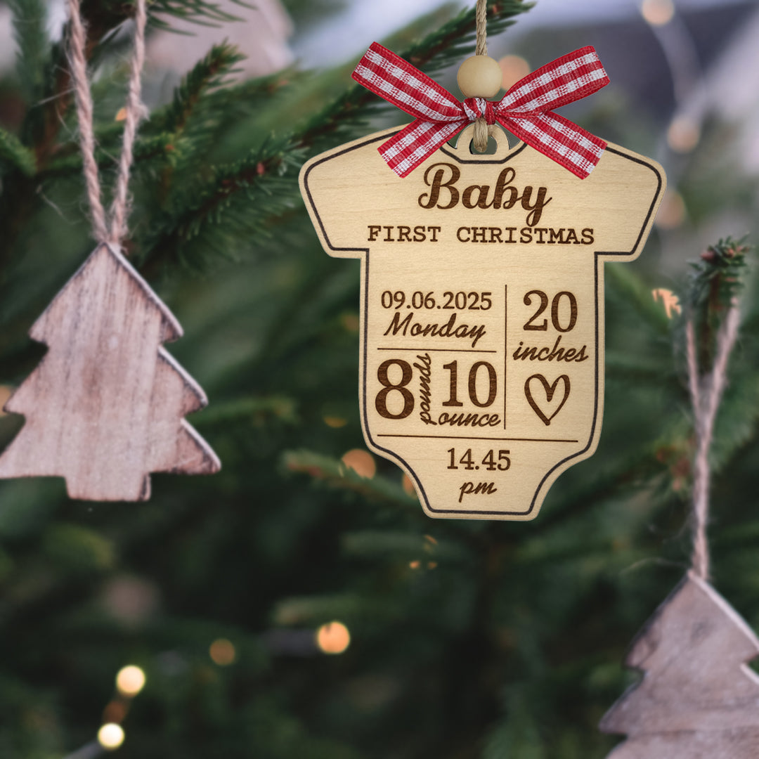 Baby Birth Stats Personalized Wood Ornament