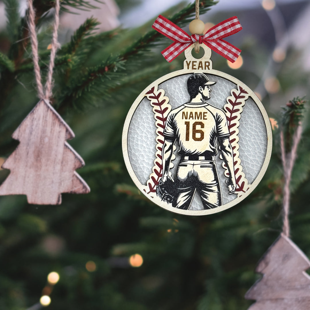 Baseball Daddy Personalized Wood Ornament