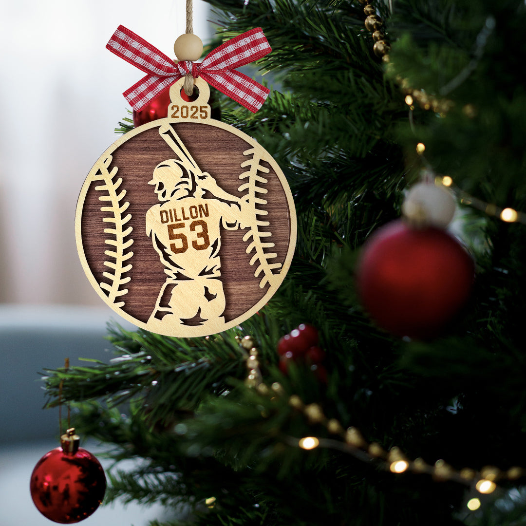 Baseball Daddy Personalized Wood Ornament