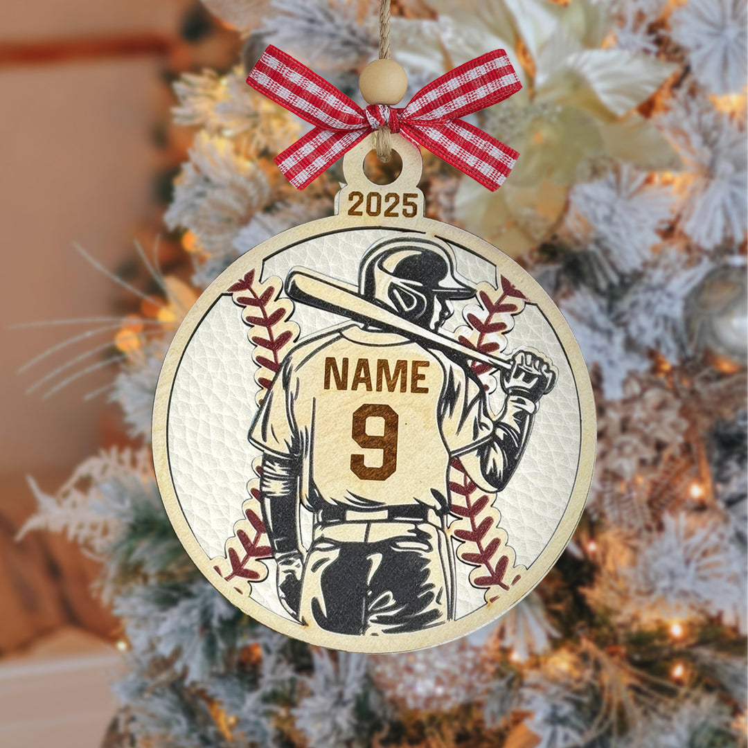 Baseball Daddy Personalized Wood Ornament