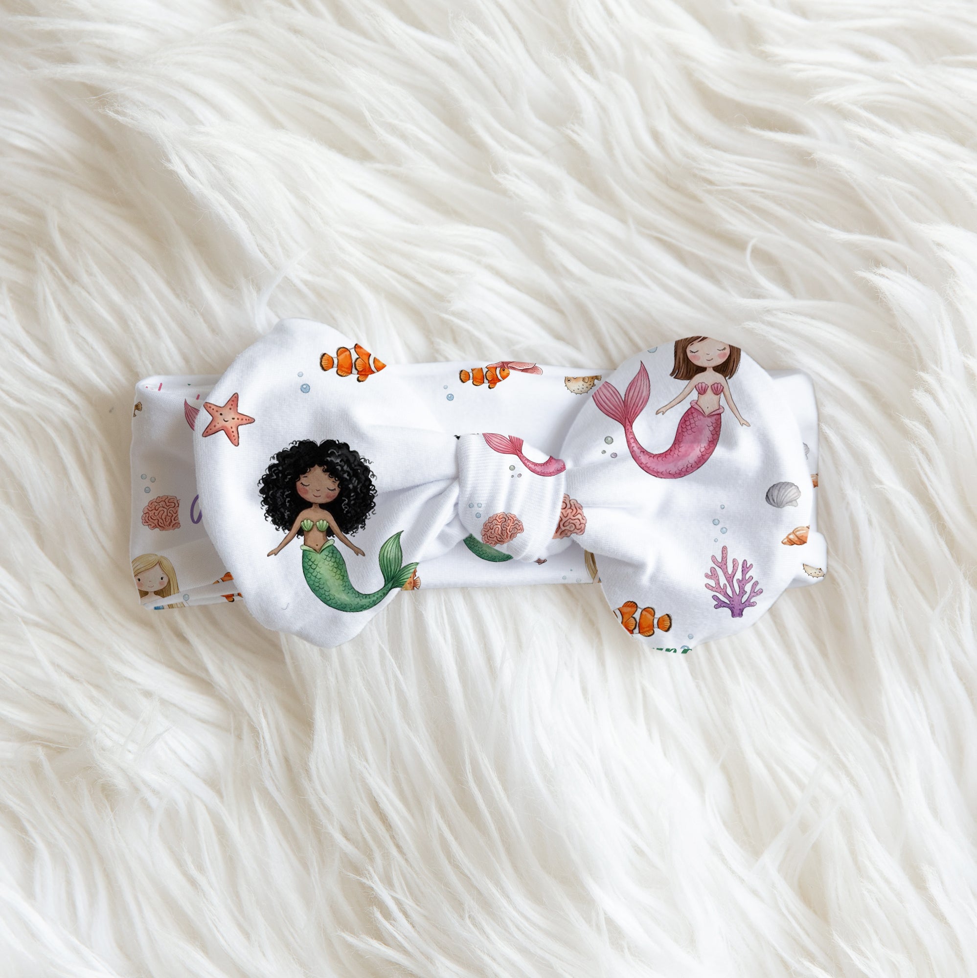 Personalized Bow Headband in Little Mermaid