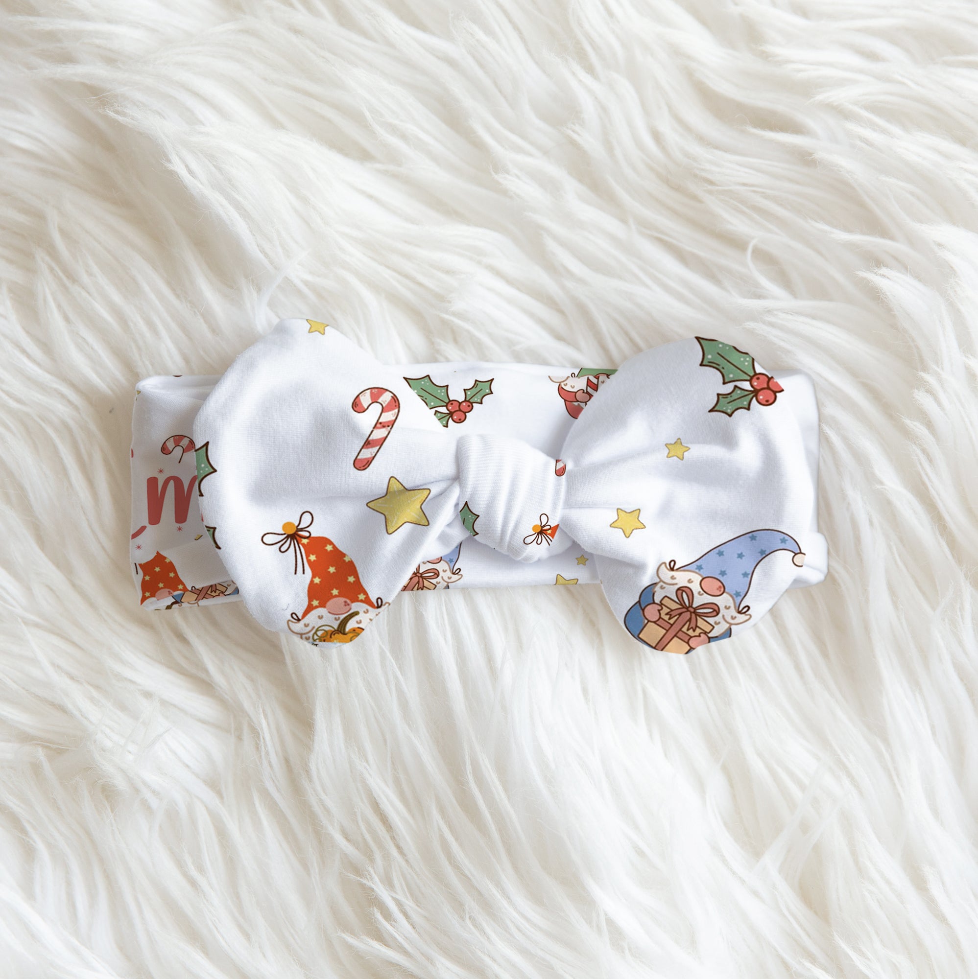 Christmas Gnomes Personalized Bow Headband