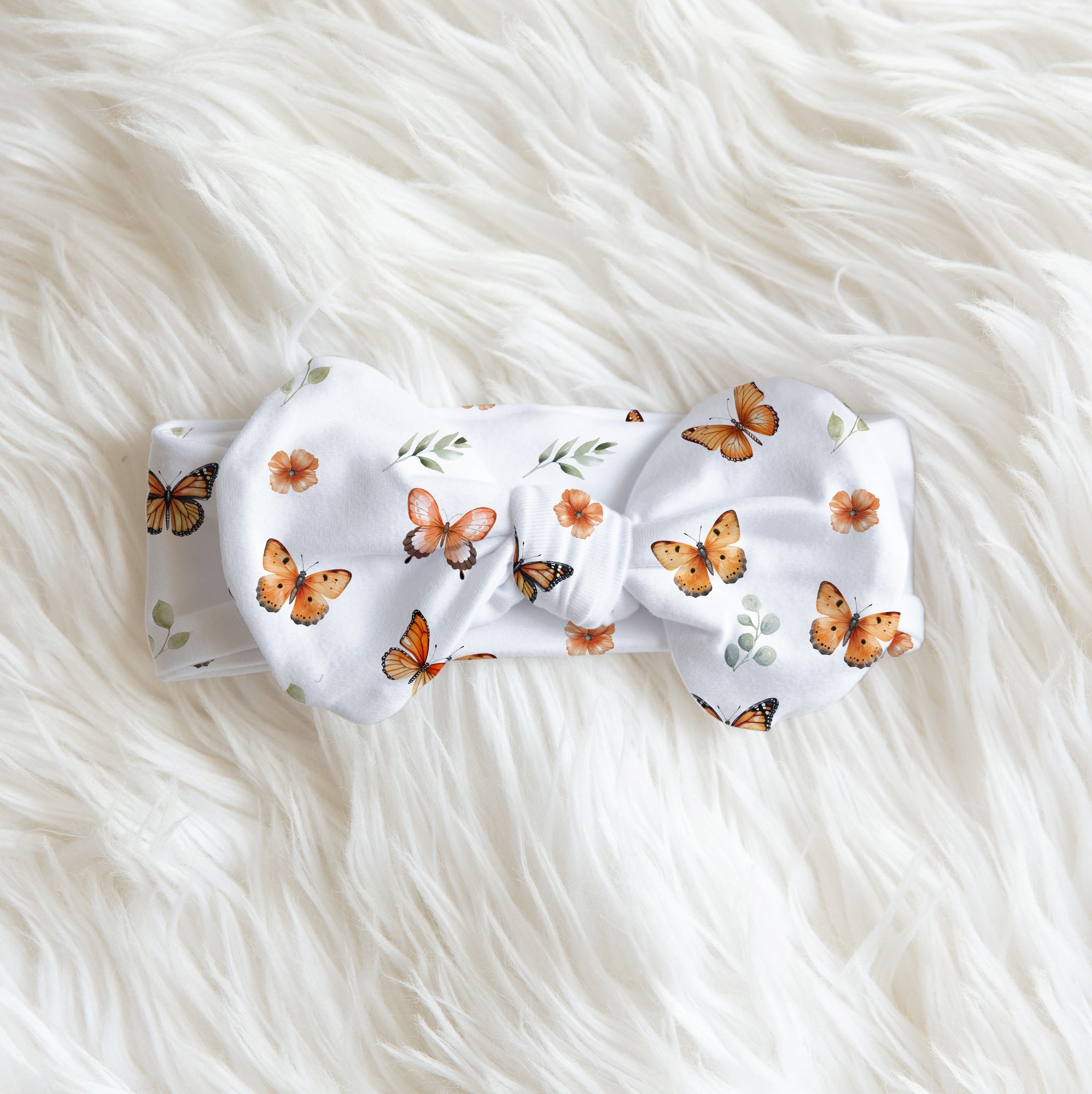 Orange Butterfly Personalized Bow Headband