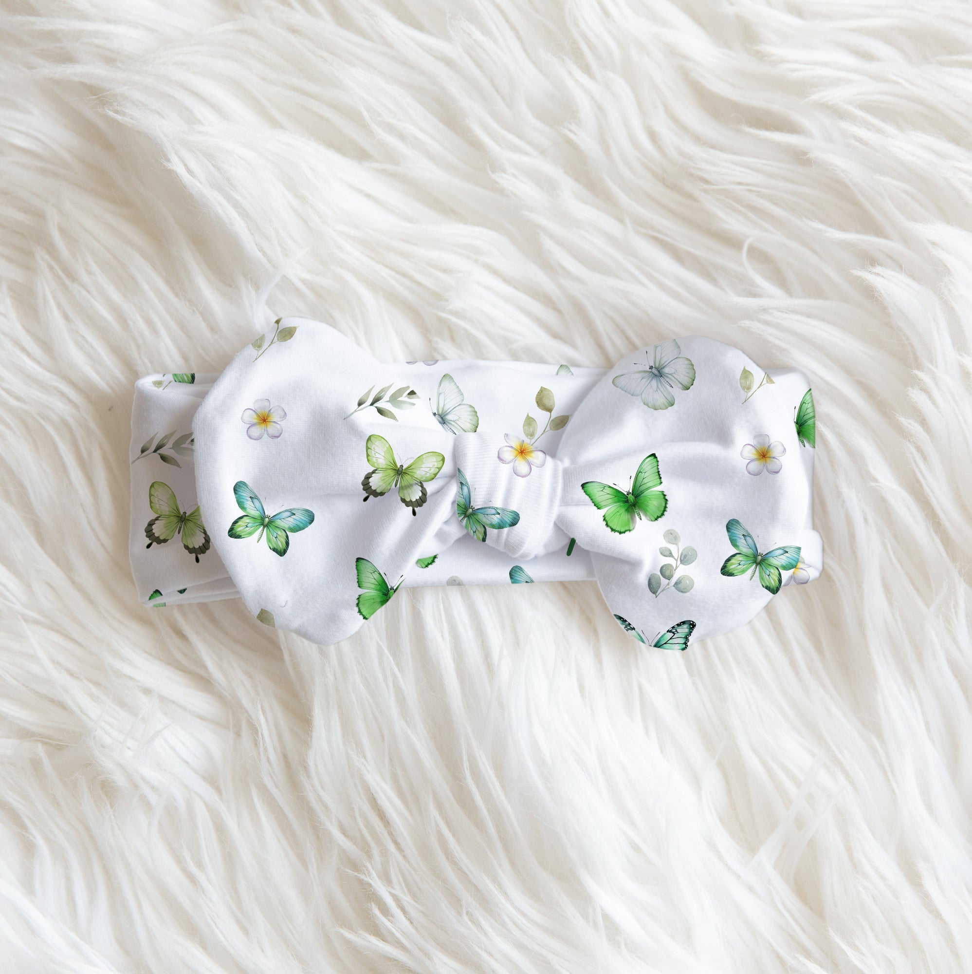 Green Butterfly Personalized Bow Headband
