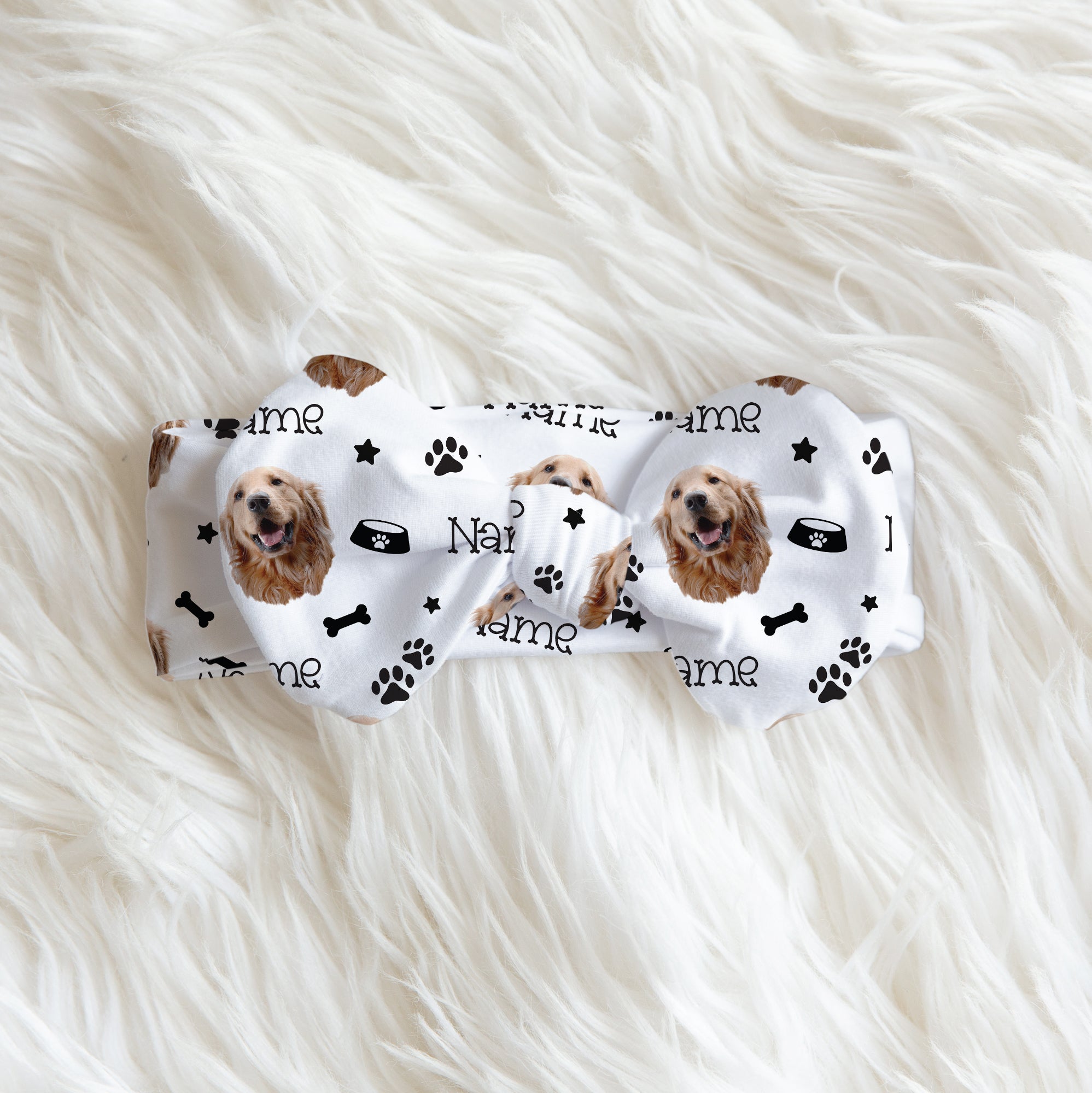 Dog Portrait Personalized Bow Headband