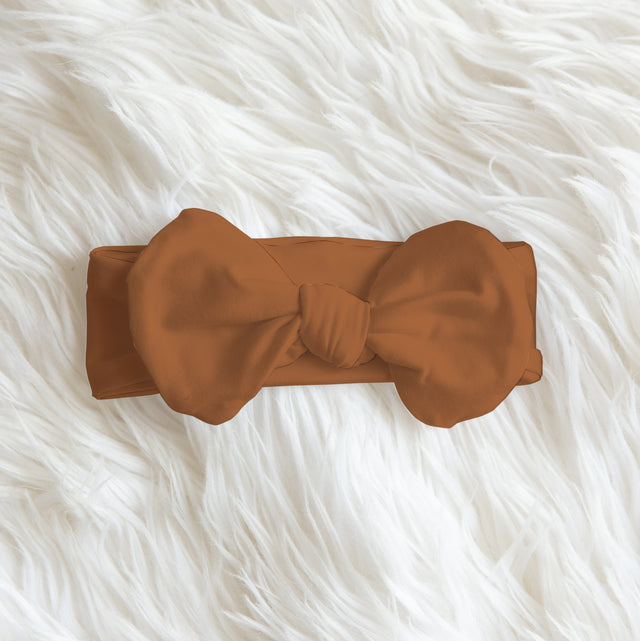 Personalized Bow Headband in Warm Brown