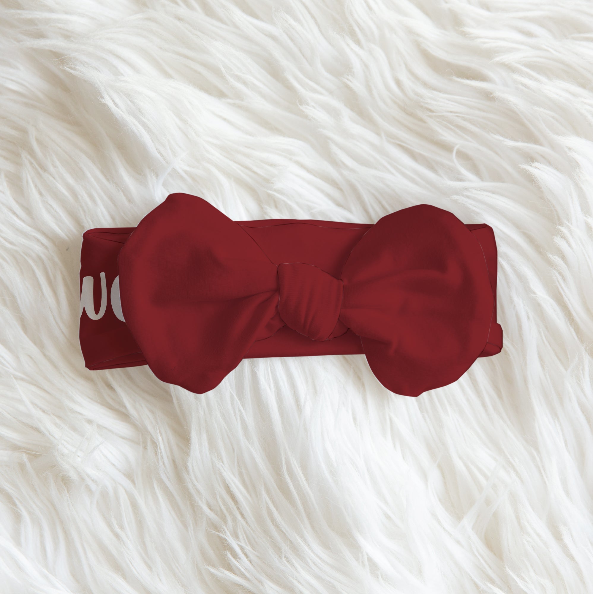 Personalized Bow Headband in Brick Red