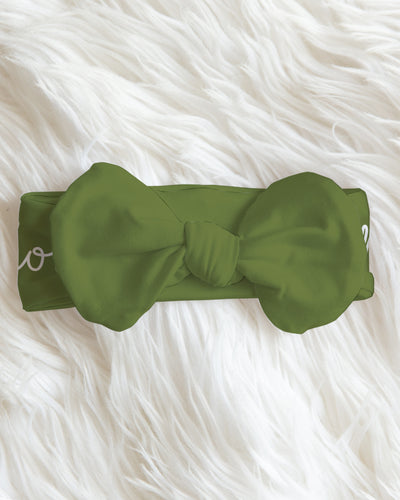 Personalized Bow Headband in Sagewood