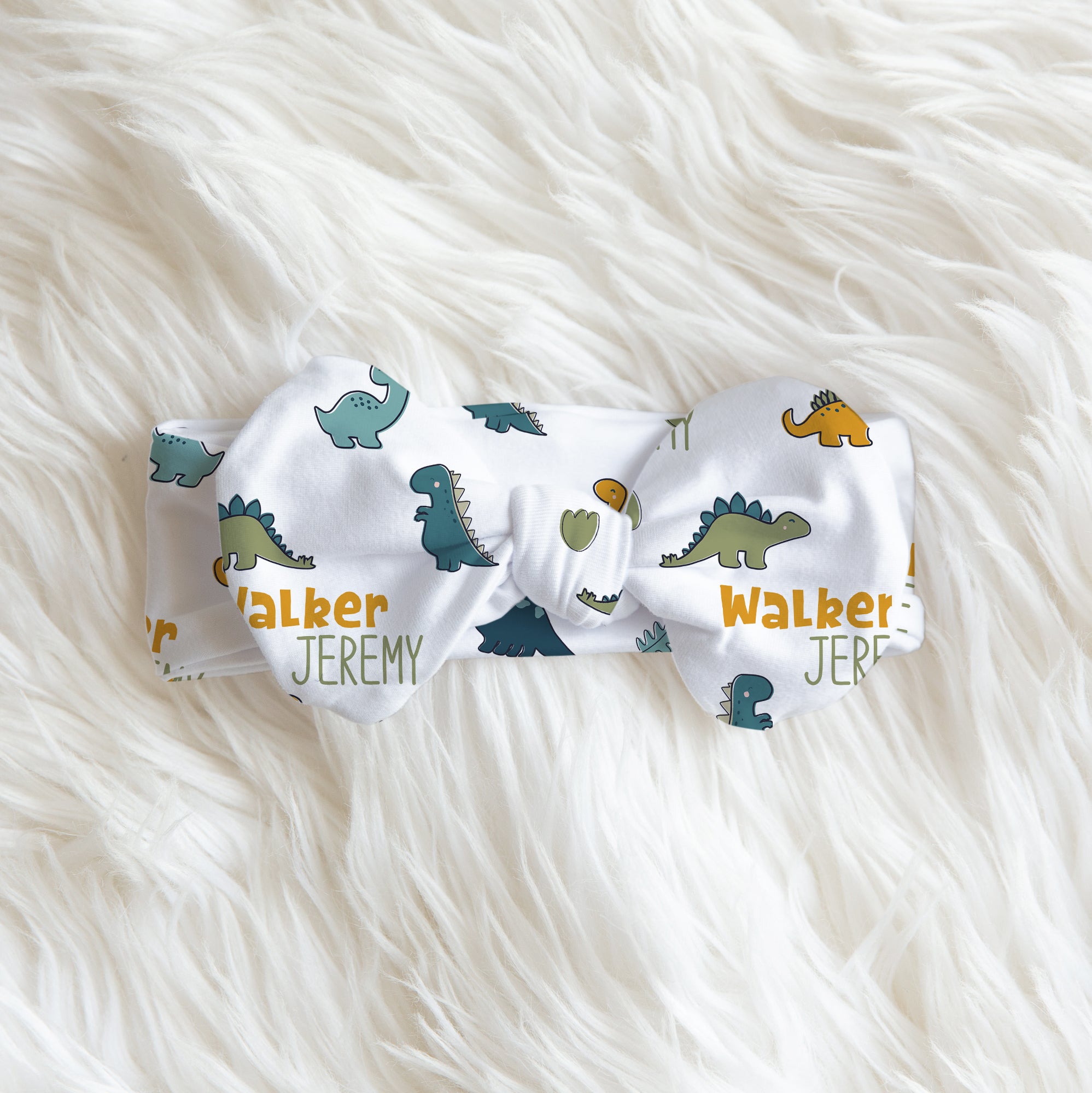 Personalized Bow Headband in Mini Dinosaur