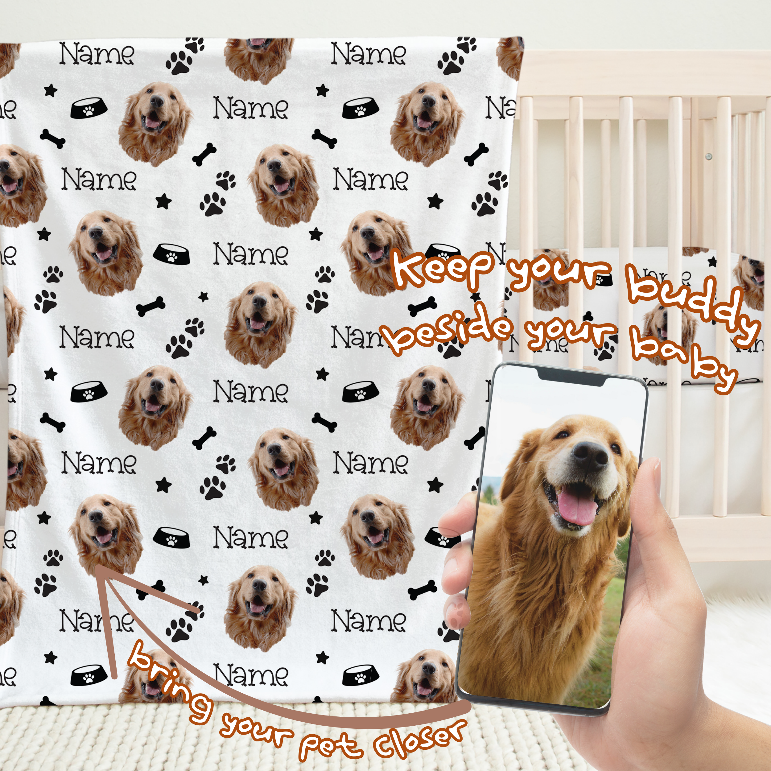 Personalized Swaddle in Custom Dog Portrait