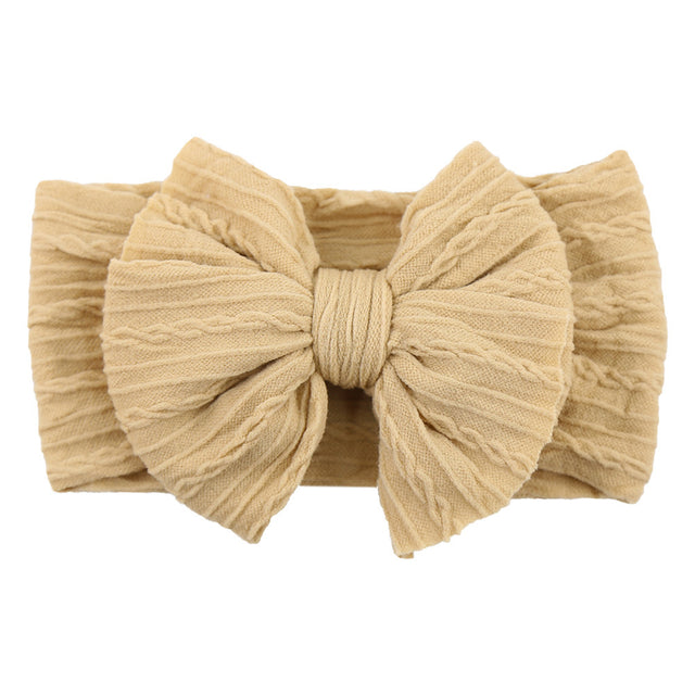Soft Knit Bow Headband in Khaki