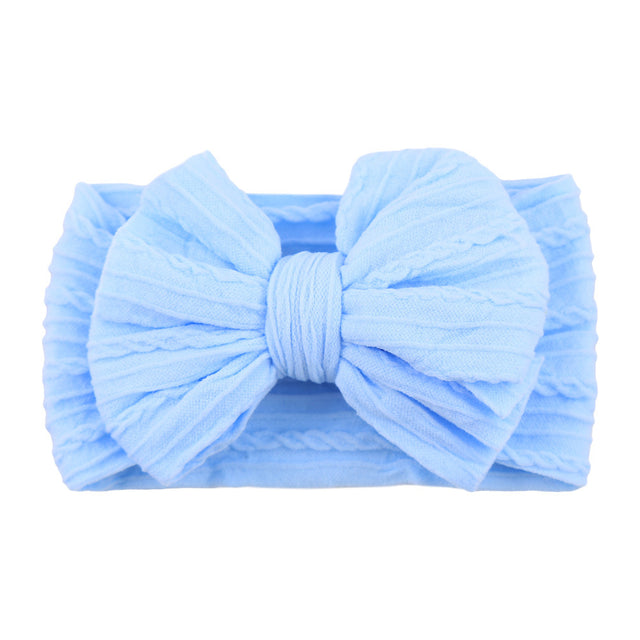 Soft Knit Bow Headband in Light Blue