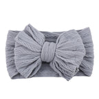 Soft Knit Bow Headband in Light Gray