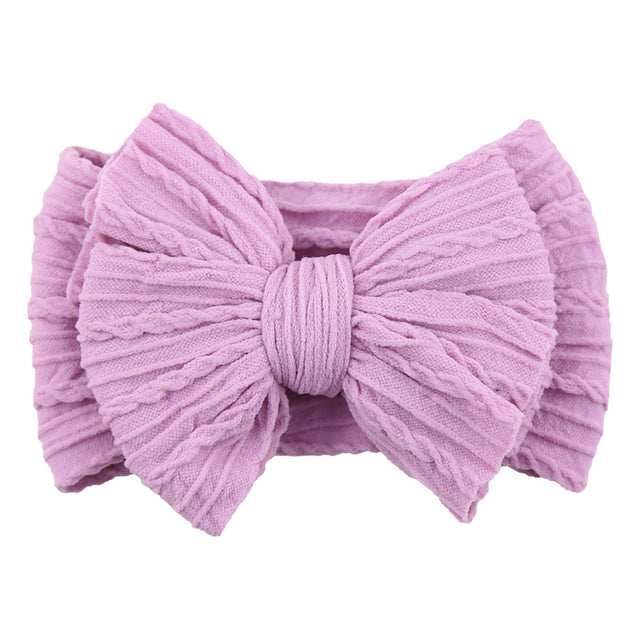 Soft Knit Bow Headband in Light Purple