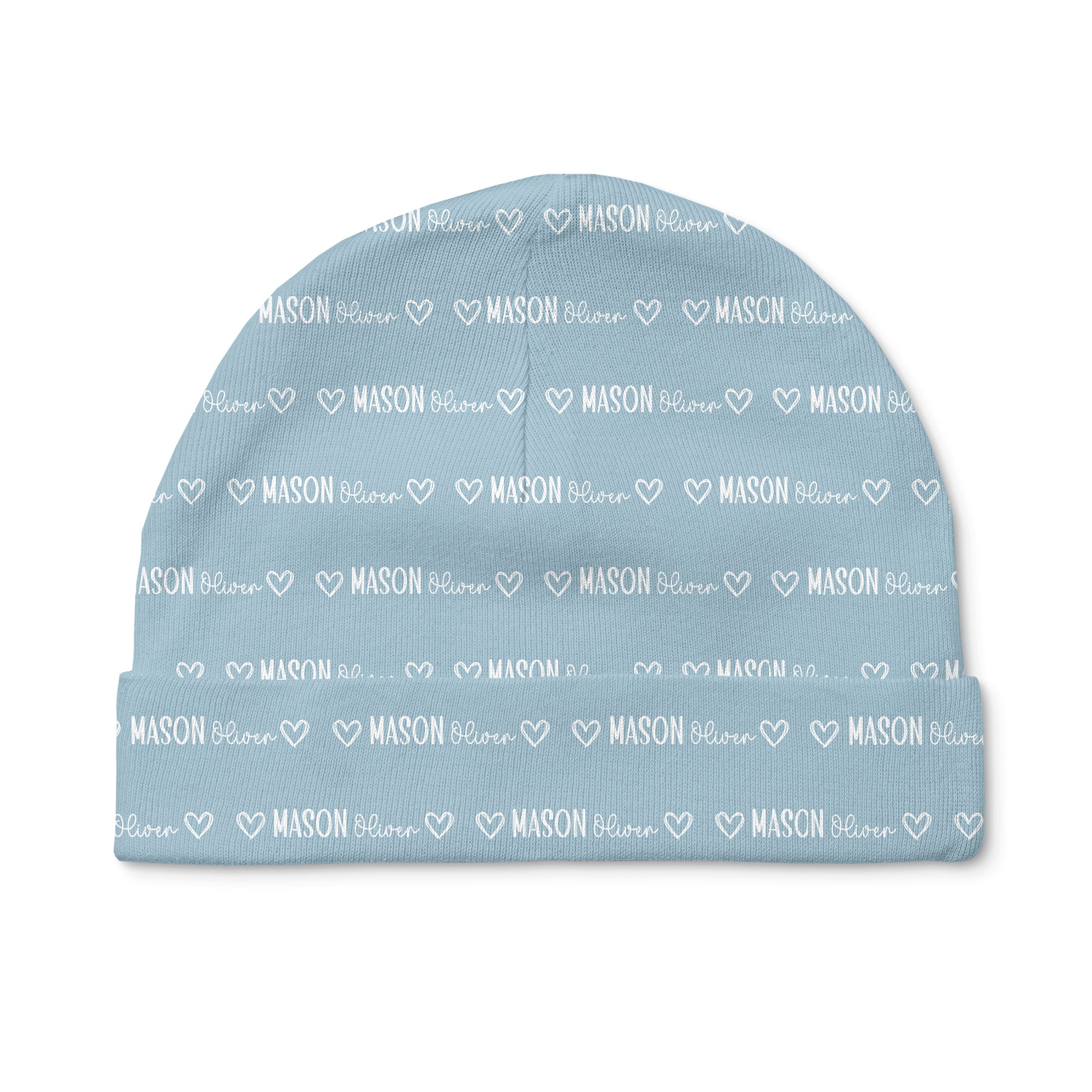 Personalized Beanie Mono Name in Light Dutty Blue