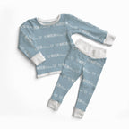 Personalized Baby Pajama Set Mono Name in Light Dutty Blue