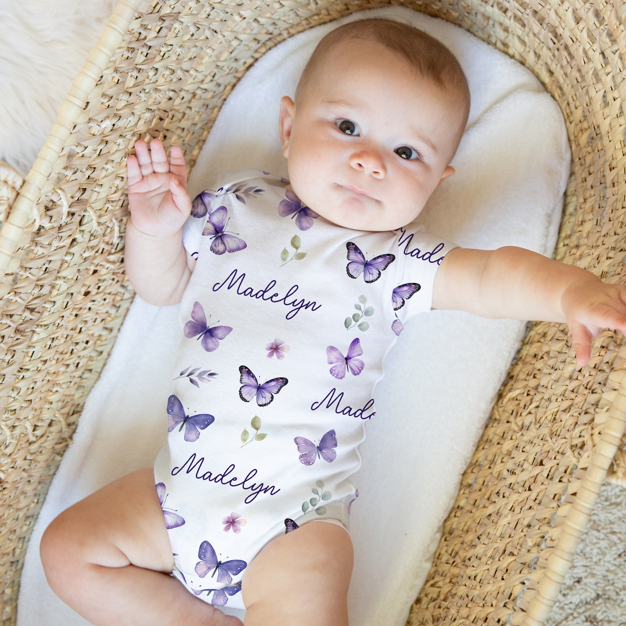 Personalized Bodysuit in Purple Butterfly