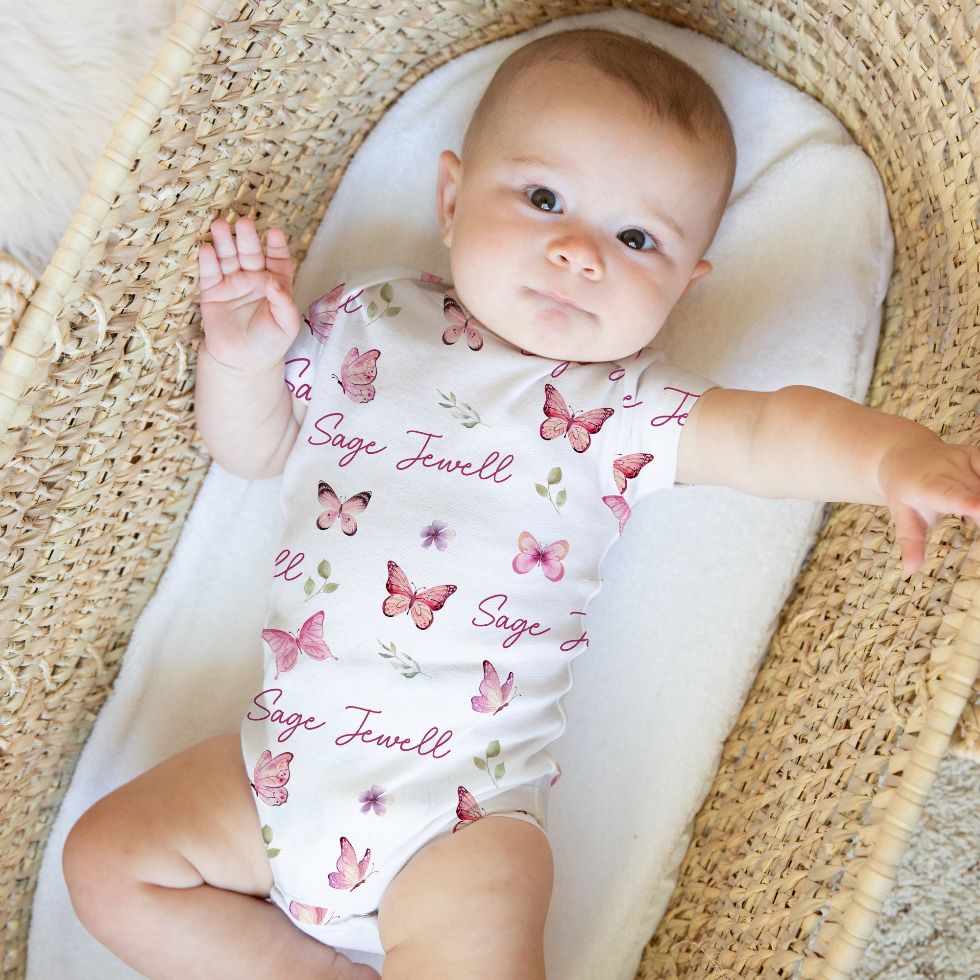 Personalized Bodysuit in Pink Butterfly
