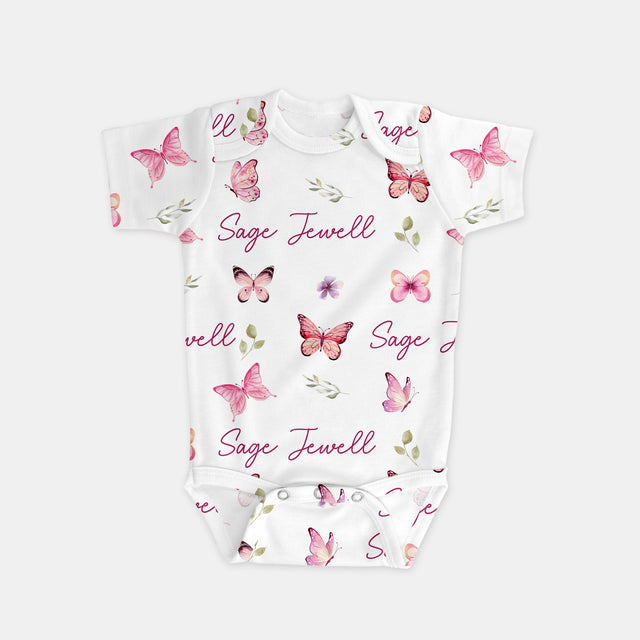 Personalized Bodysuit in Pink Butterfly