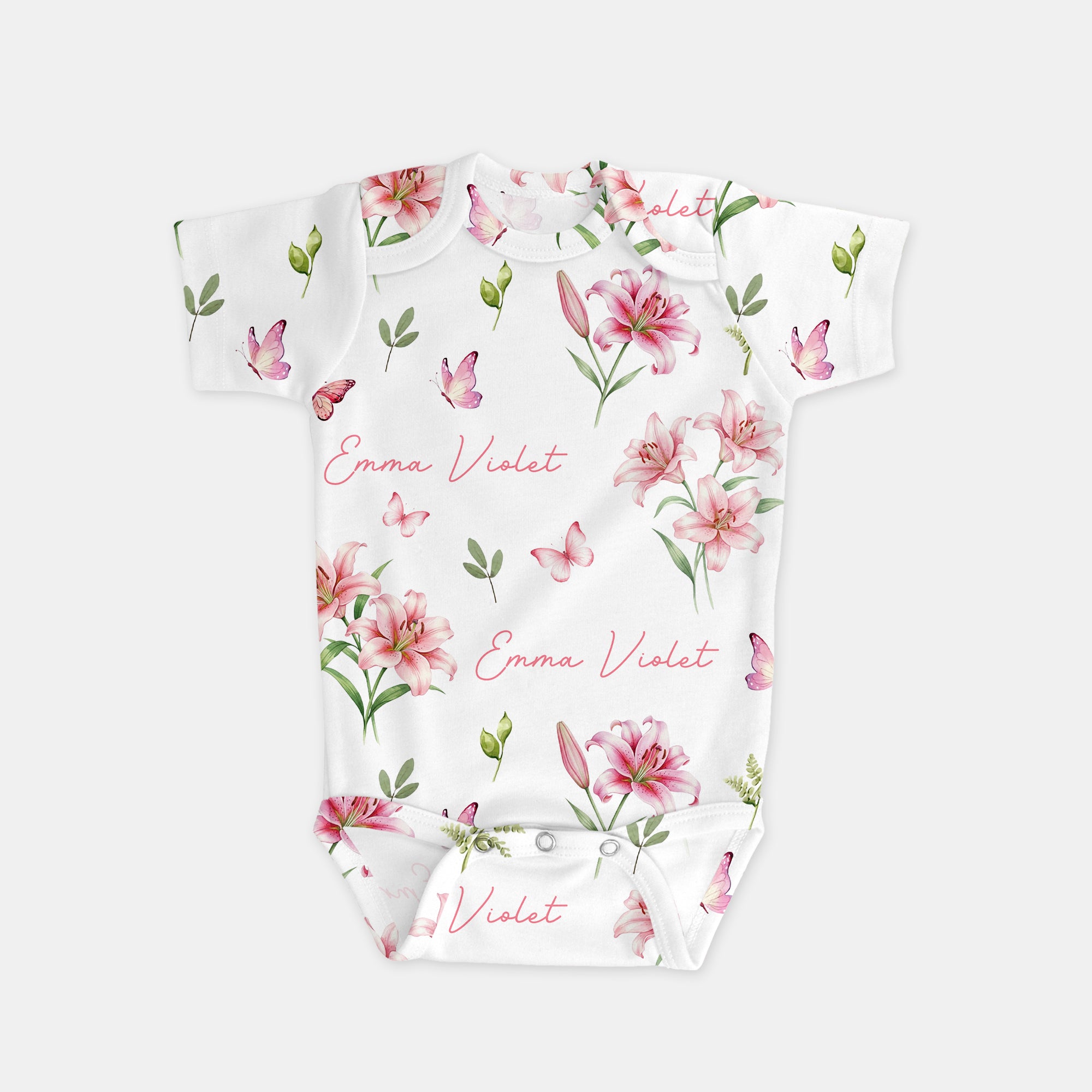 Pink Lilys Personalized Bodysuit