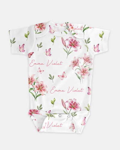 Personalized Bodysuit in Pink Lilys