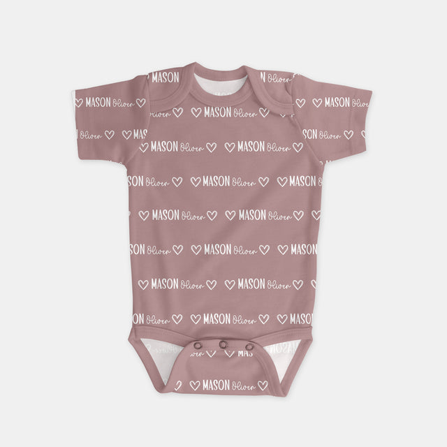 Personalized Bodysuit Mono Name in Mauve