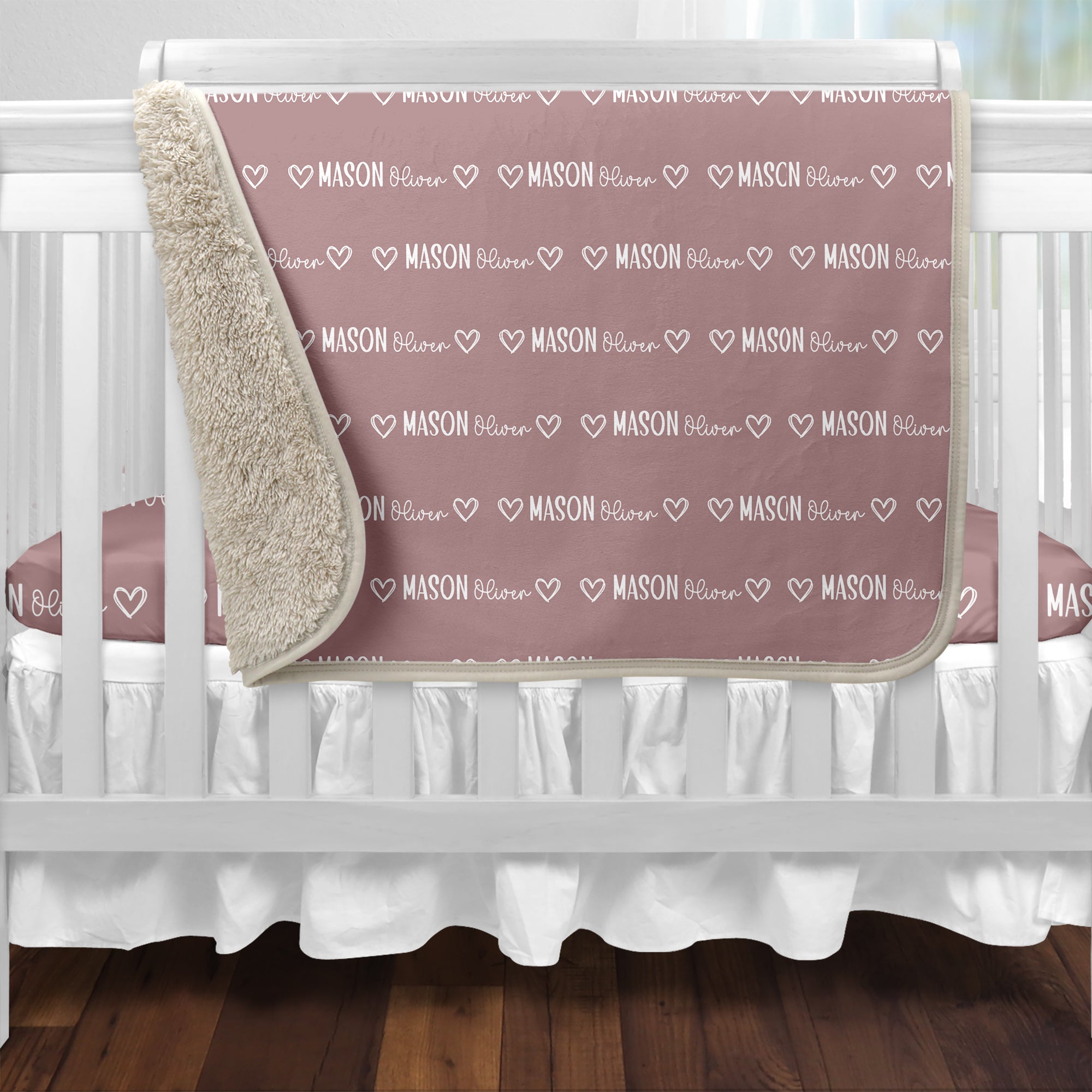 Personalized Blanket Mono Name in Mauve