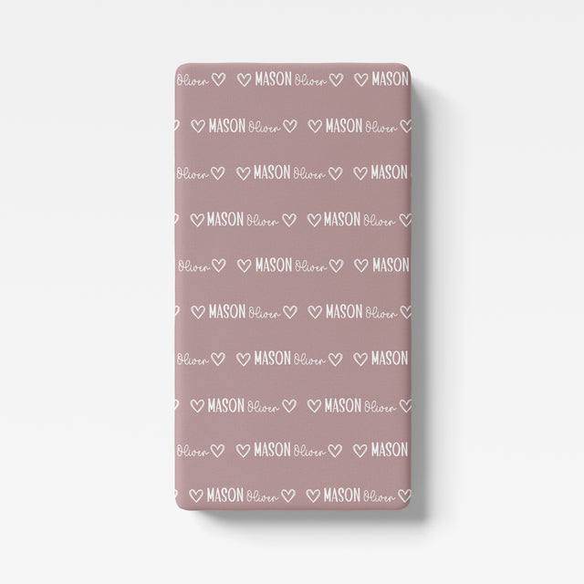 Personalized Crib Sheet Mono Name in Mauve