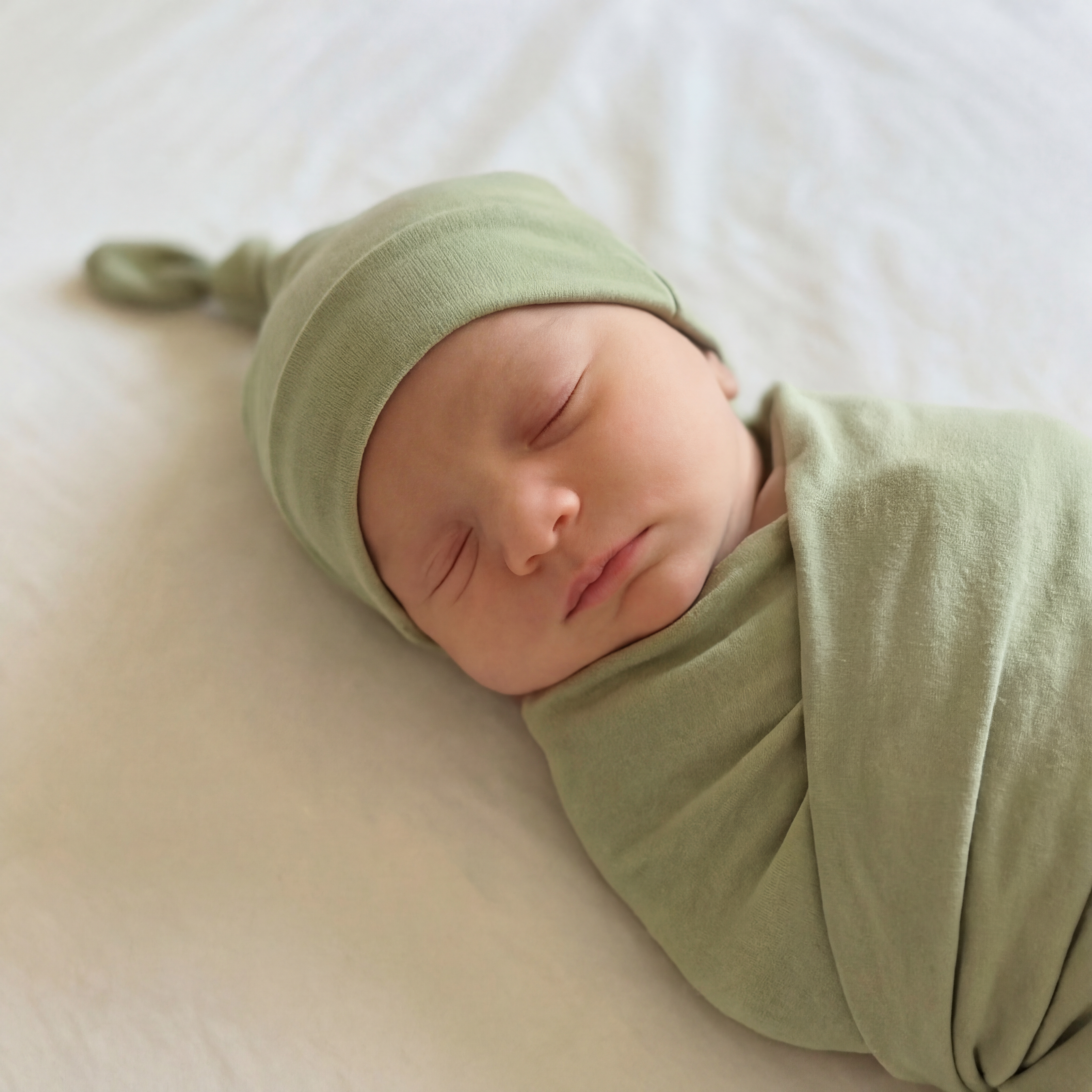 Swaddle with Hat Set in Mint Sage