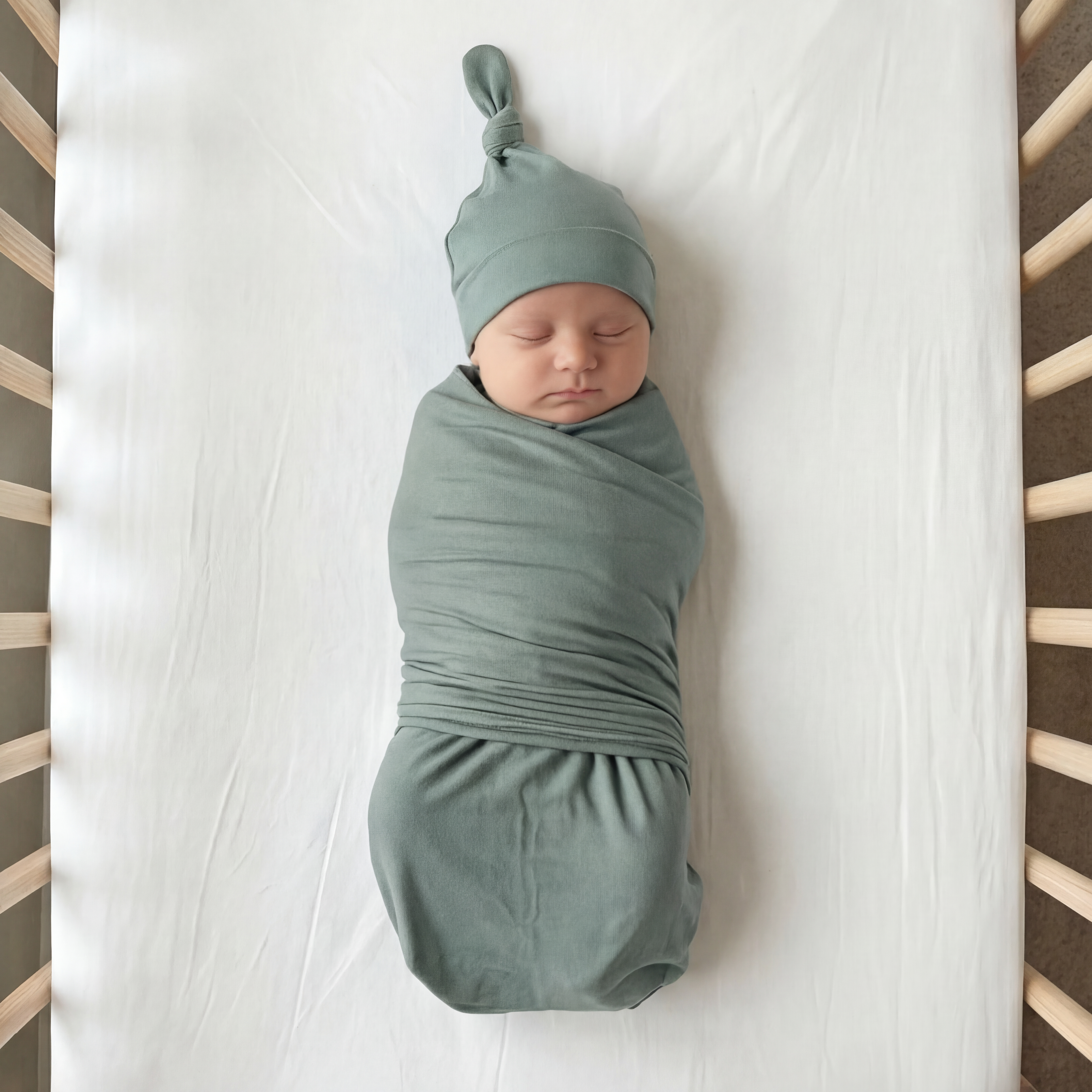 Swaddle with Hat Set in Mist Blue