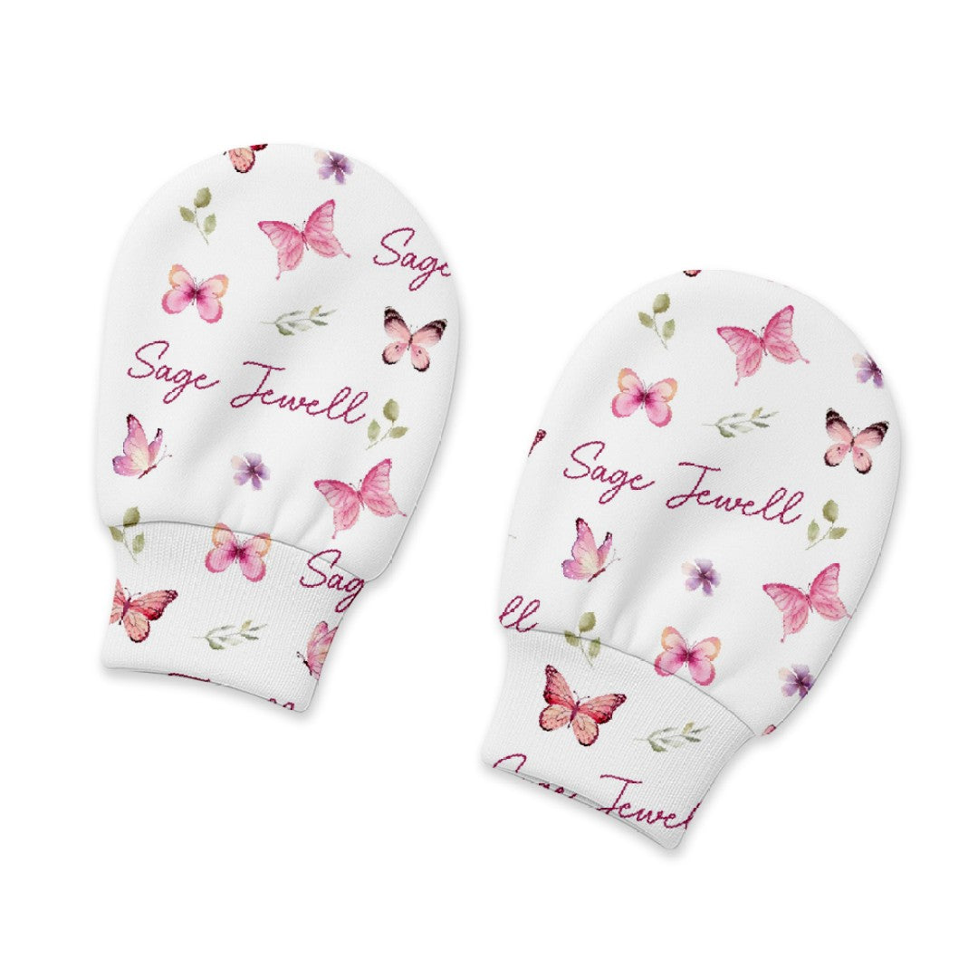Personalized Mittens in Pink Butterfly