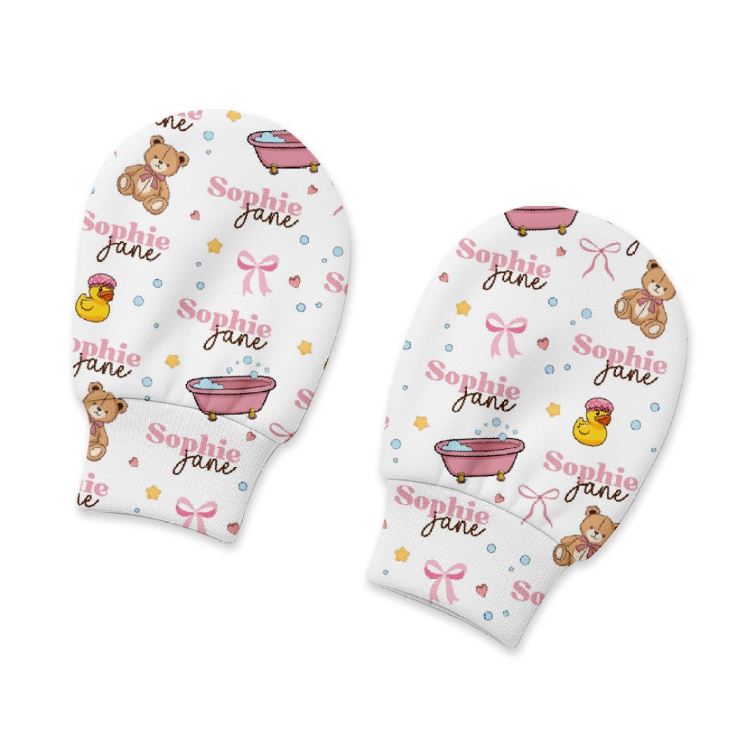 Personalized Mittens in Bathtime Besties