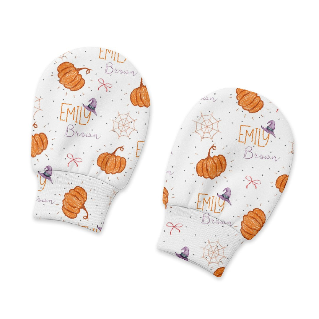Little Pumpkin Personalized Baby Mittens