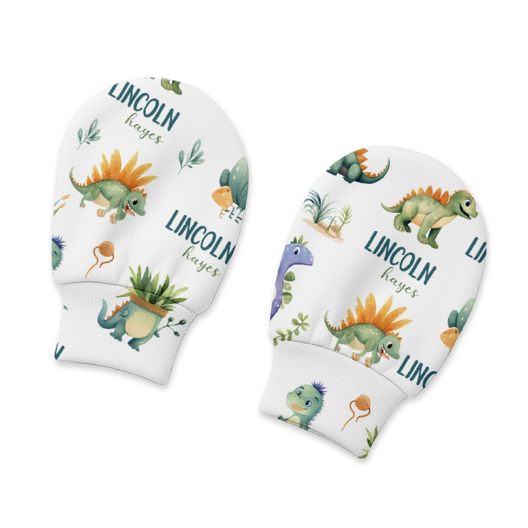 Dinosaur Boy Personalized Baby Mittens