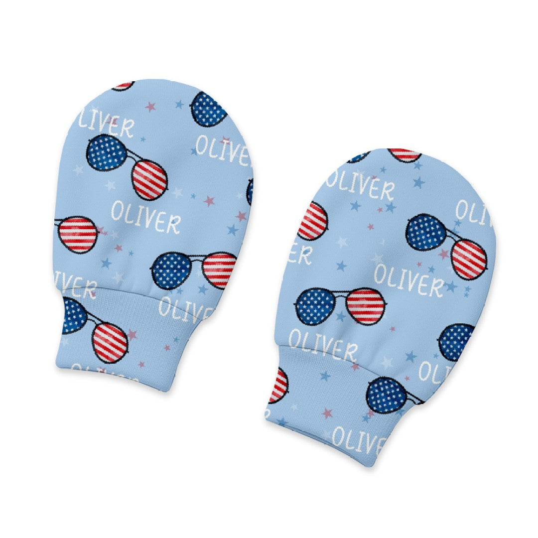 Patriotic Personalized Baby Mittens