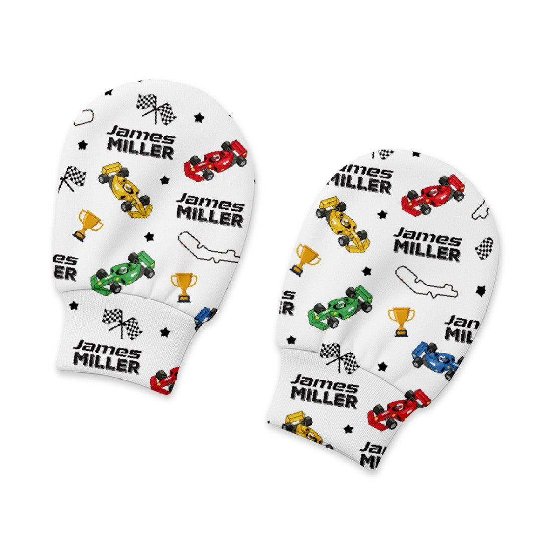 Personalized Mittens in Pit Crew