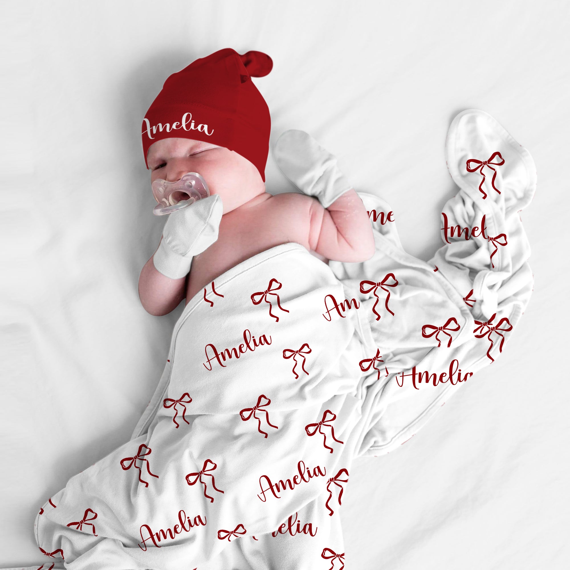 Personalized Swaddle in Coquette Ribbon