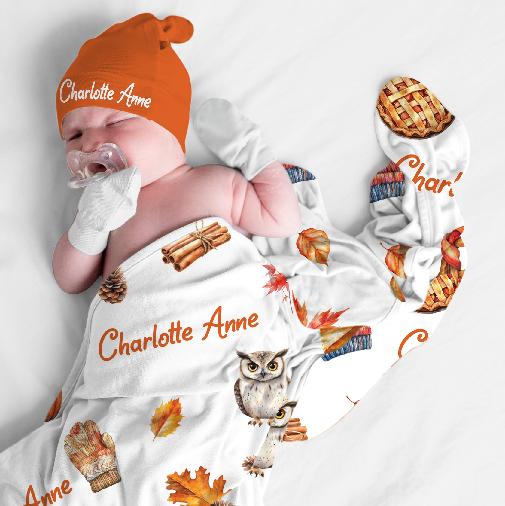 Personalized Swaddle in Fall Cottage