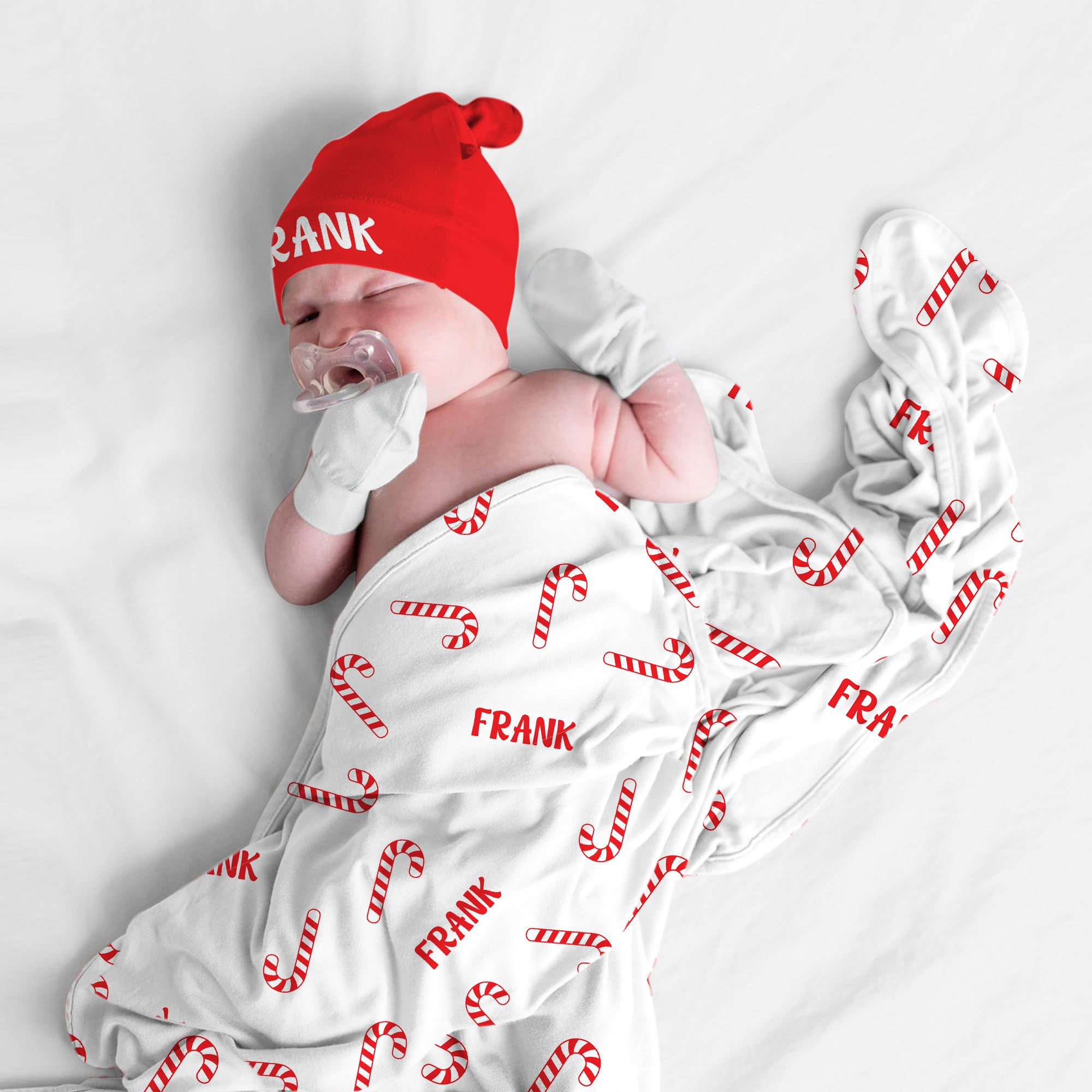 Personalized Swaddle in Candy Cane
