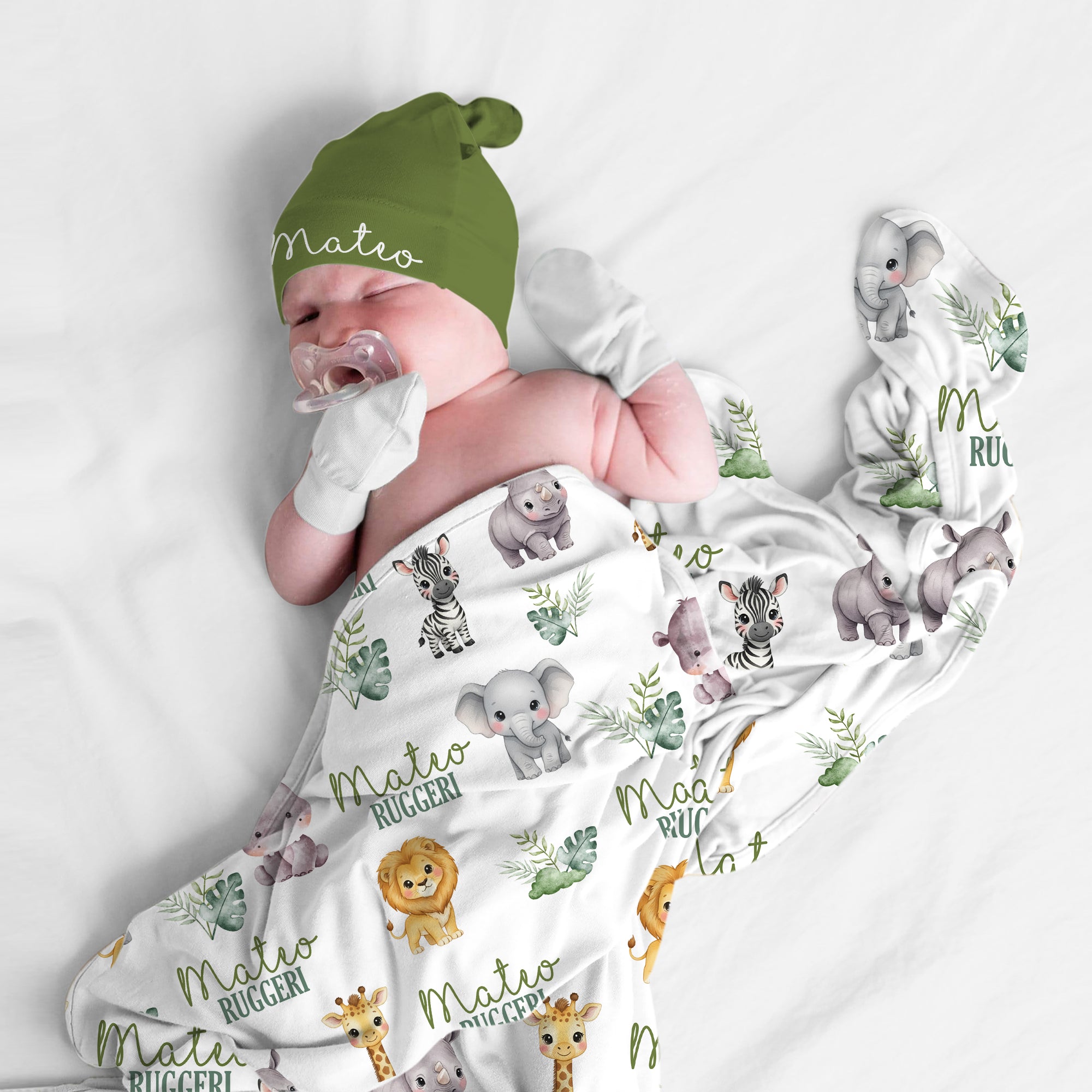 Personalized Swaddle in Safari Animal
