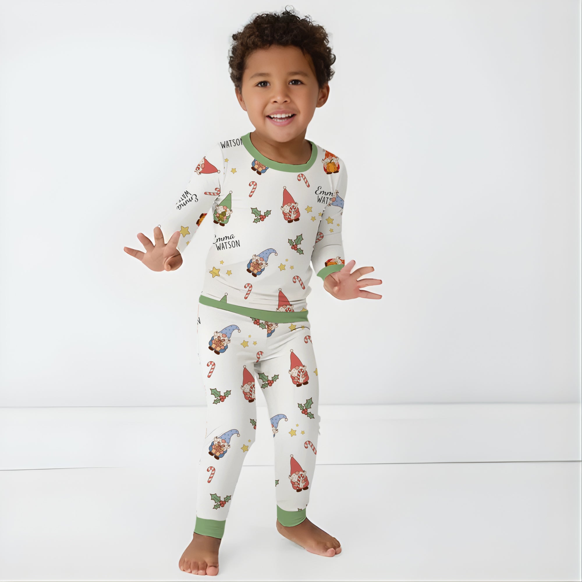 Personalized Pajama Set in Christmas Gnomes