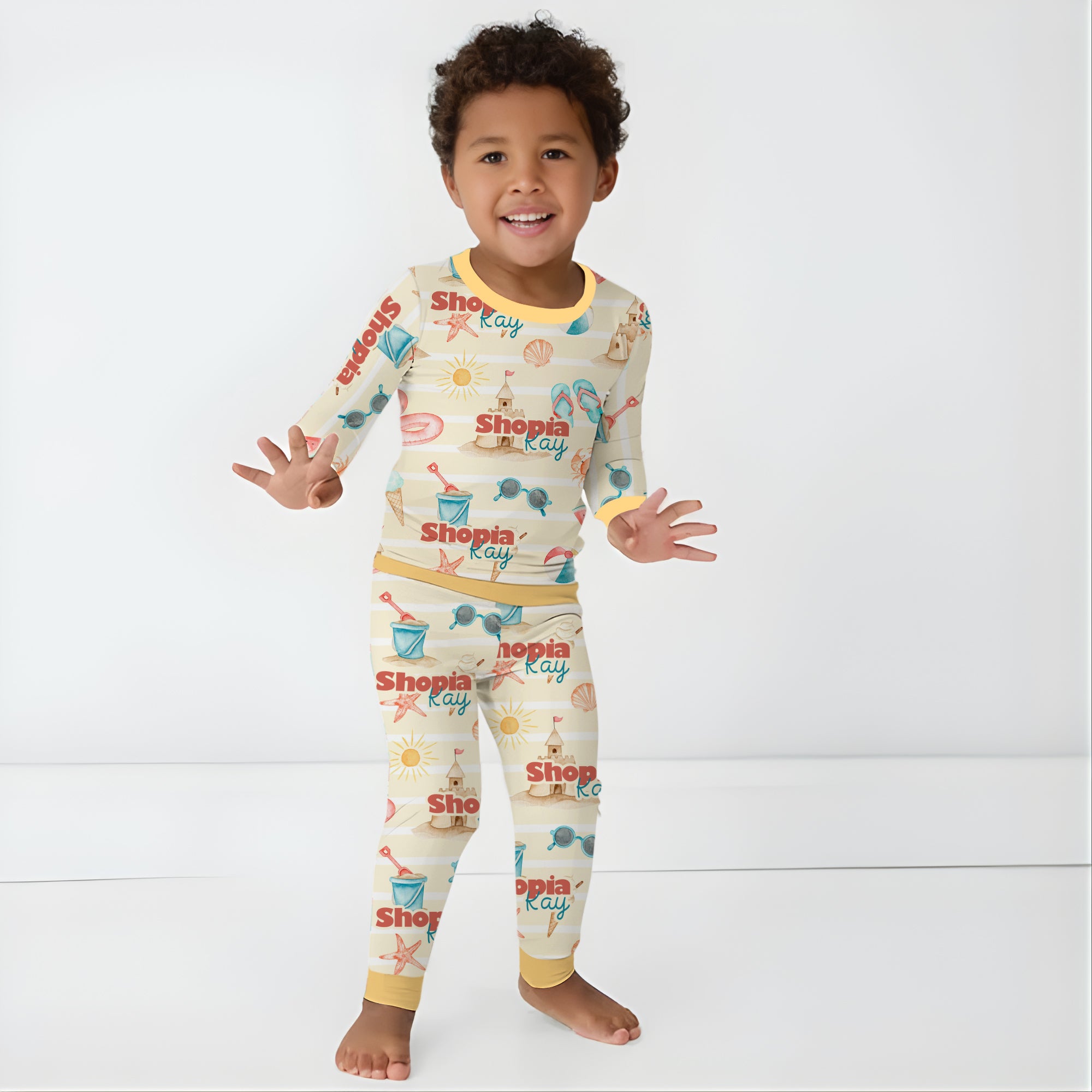 Personalized Pajama Set in Summer Beach