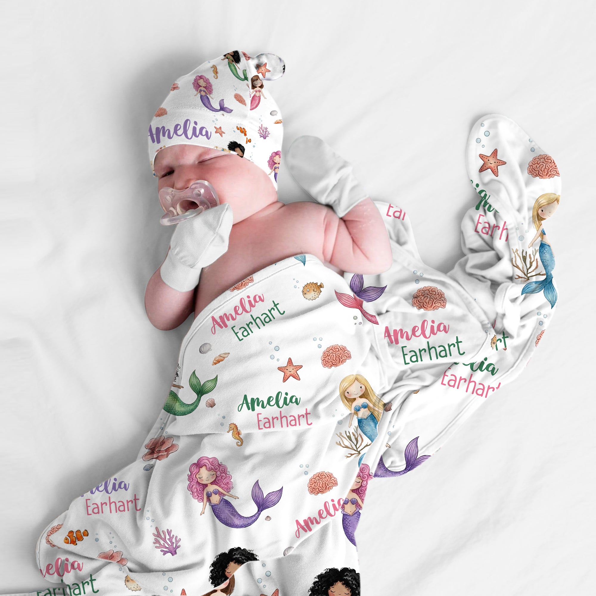 Personalized Knotted Hat in Little Mermaid