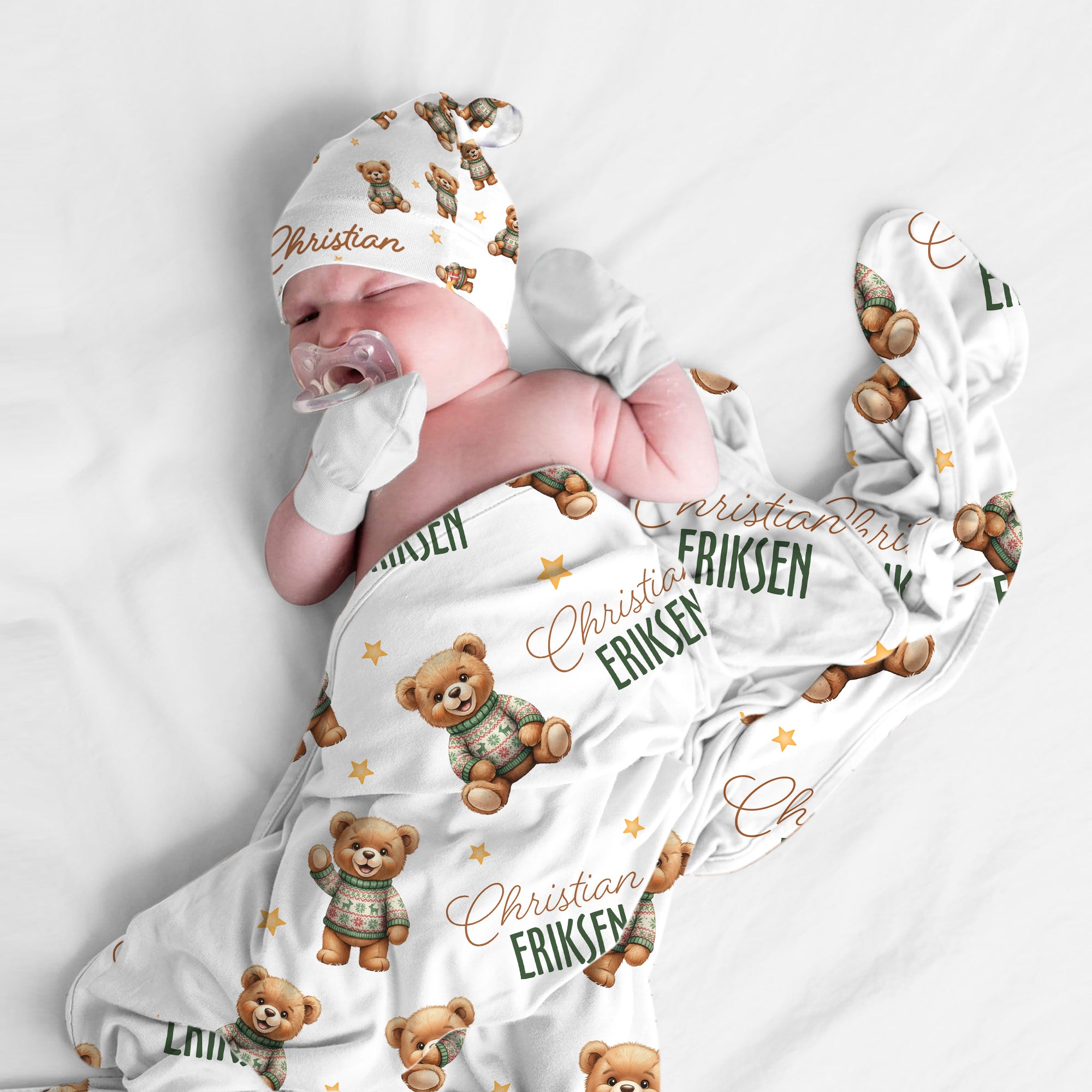 Personalized Knotted Hat in Cozy Bear